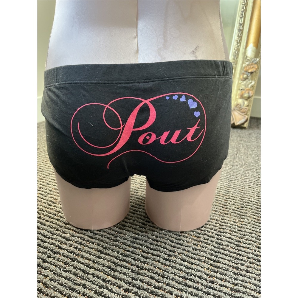 Vintage Victoria's Secret Black "Pout"graphic Panties Boyshorts – Size M